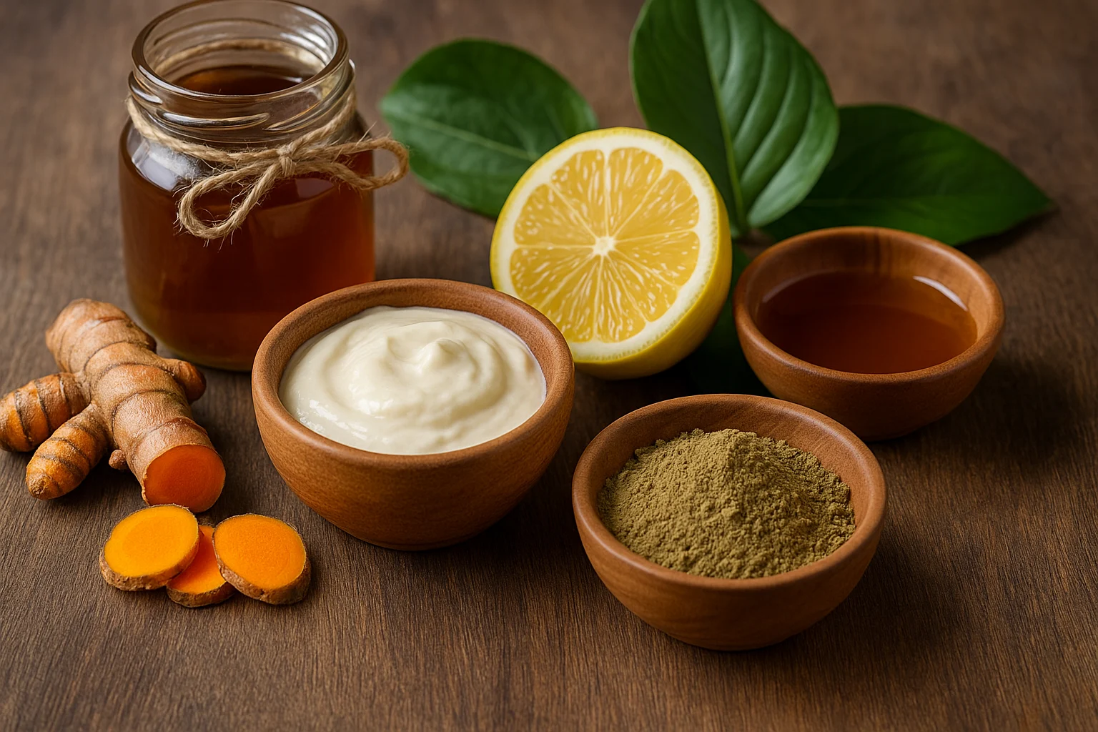 Ramuan tradisional seperti daun ungu, kunyit, dan lidah buaya yang digunakan sebagai obat alami ambeien.